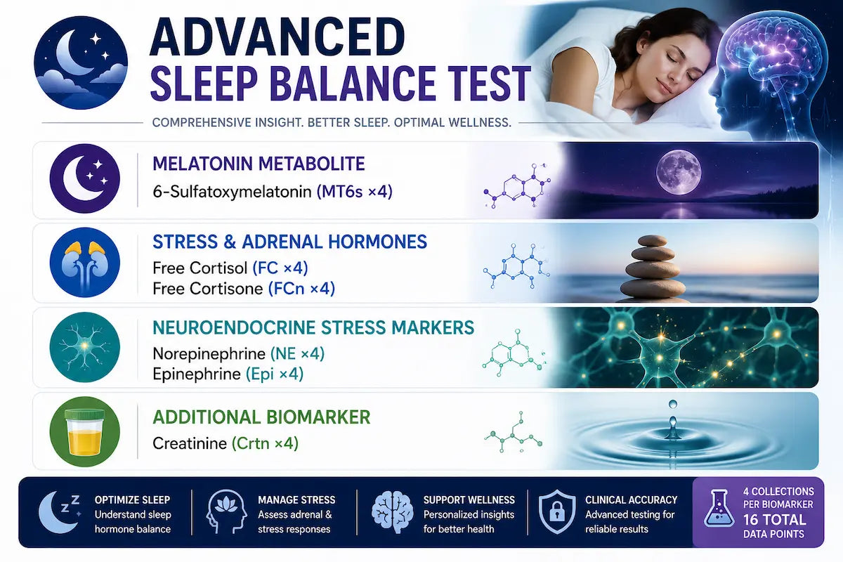 Advanced Sleep Balance Test II | Cortisol, Melatonin, Norepinephrine & Epinephrine Profile (LCMS)